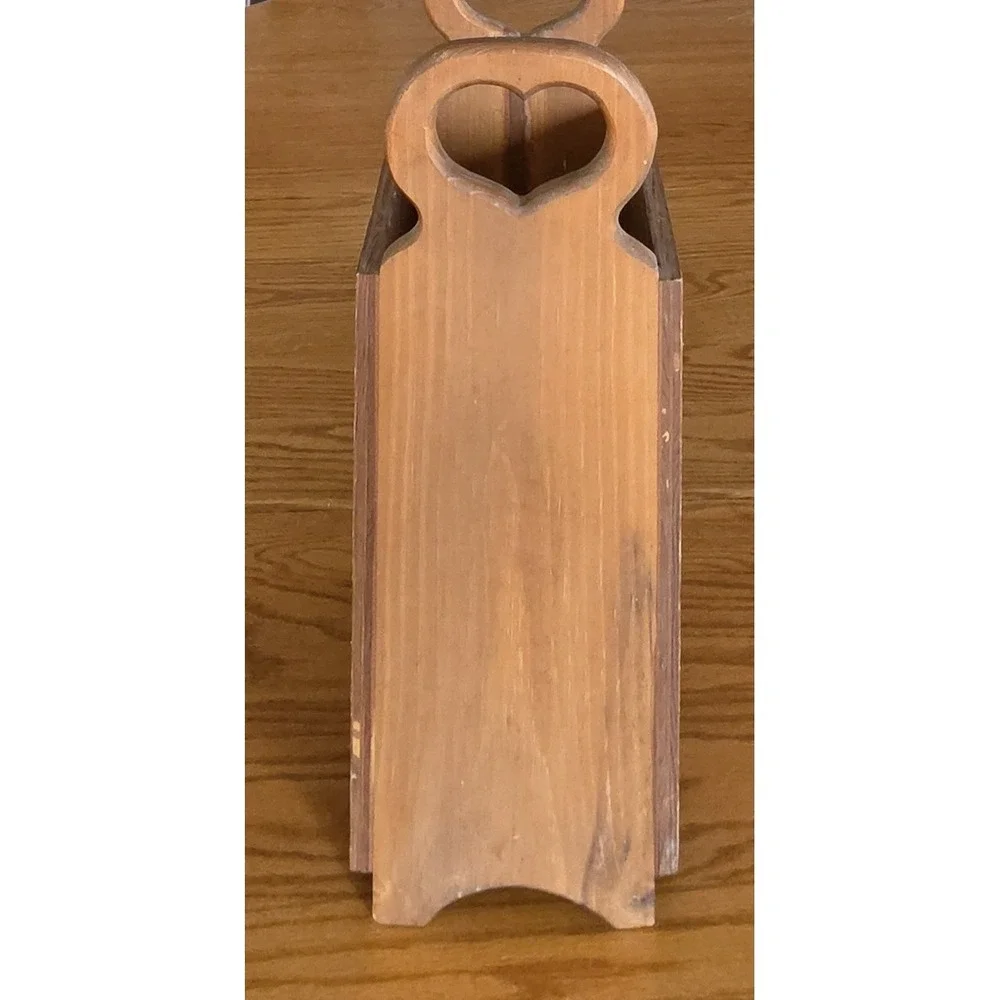 Vintage Wood Umbrella Caddy Holder cutout Hearts Cottagecore Farmhouse Decor